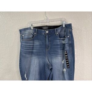 TORRID STRETCH MEDIUM WASH JEANS  Distressed IN SIZE 22  NEW